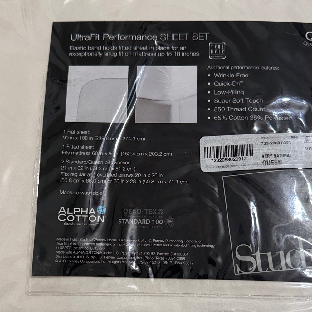 Performance Cotton-Rich Sheet Set - Queen, Cream - Picture 2 of 2